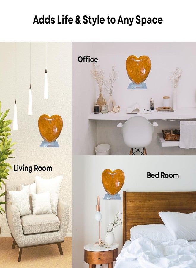 حوض سمك أصفر على شكل قلب مقاس 9 بوصات يُعلق على الحائط - مع حامل | حوض أسماك عصري للمنزل والمكتب والمقهى | تصميم موفر للمساحة | حوض سمك أنيق وحوض نباتات | تصميم صغير الحجم - Image 4